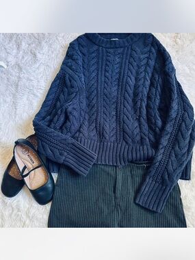 PacSun Navy Cable Knit Sweater